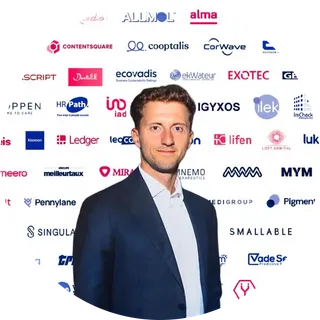 Cyril Greco, fondateur de GPartners, entouré des logos de ses clients accompagnés